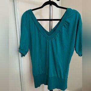Old Navy Turquoise V neck front/back- off the shoulder shirt